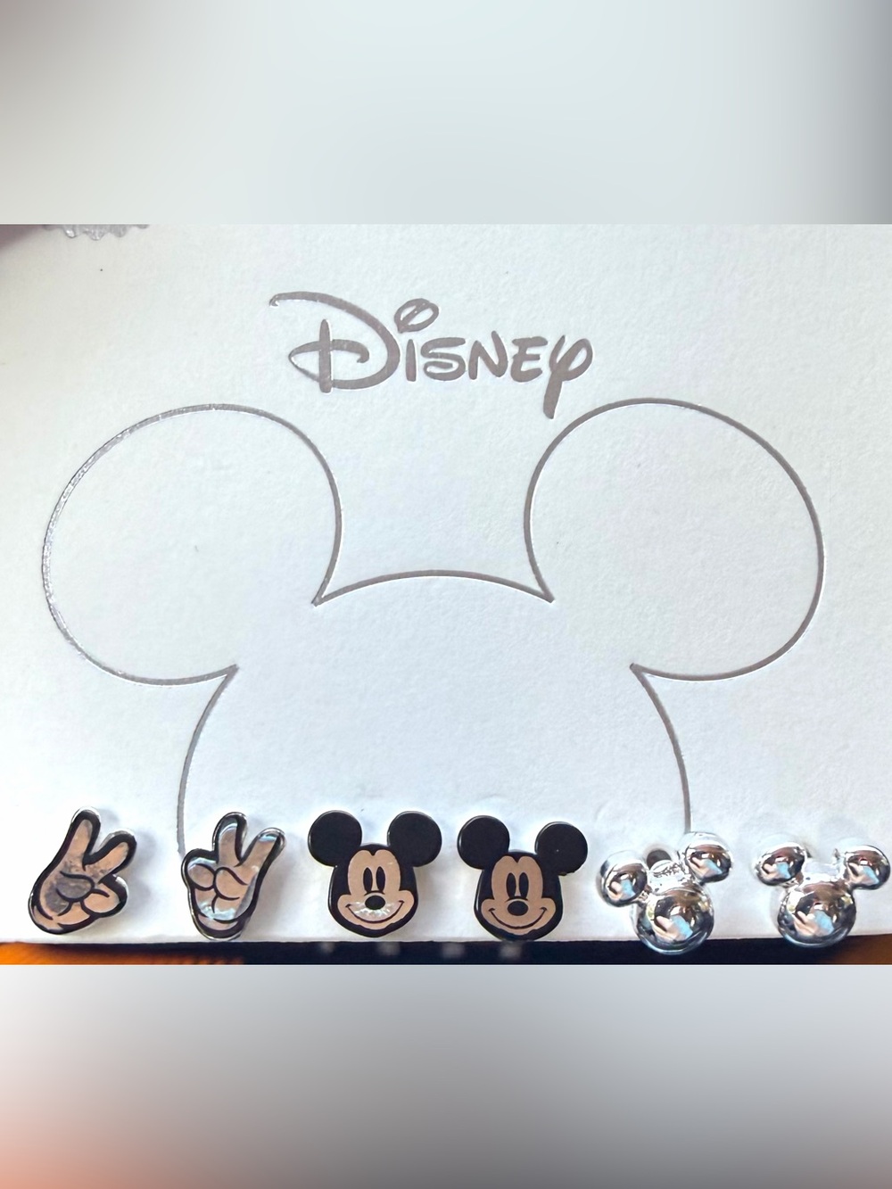 Disney Mickey Mouse Stud Earring Set Officially Licensed, Silver Plated & Black